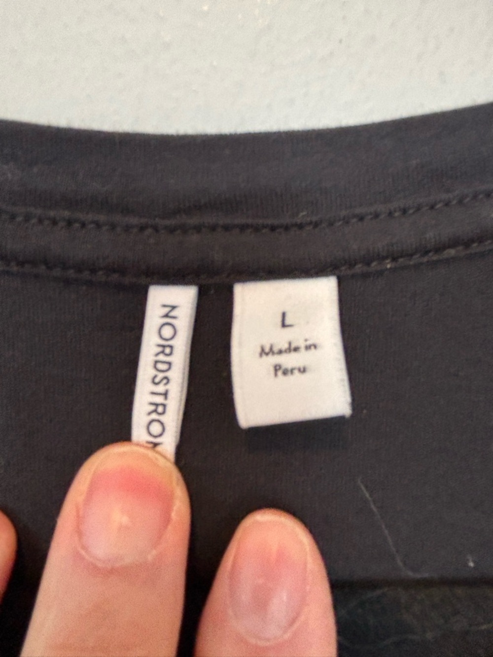 Nordstrom Black Long Sleeve Pima Cotton Crewneck Top 173 - Picture 3 of 4